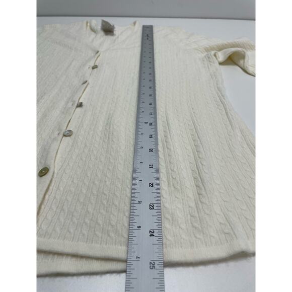 2 Piece Cardigan Sweater Set Long Sleeve T-Shirt Top Cream Knit Large Fisherman - Picture 13 of 15